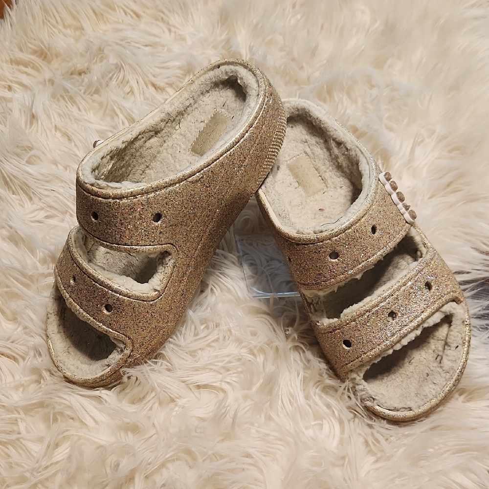 CROCS Gold Metallic Sandals with Adjustable Straps